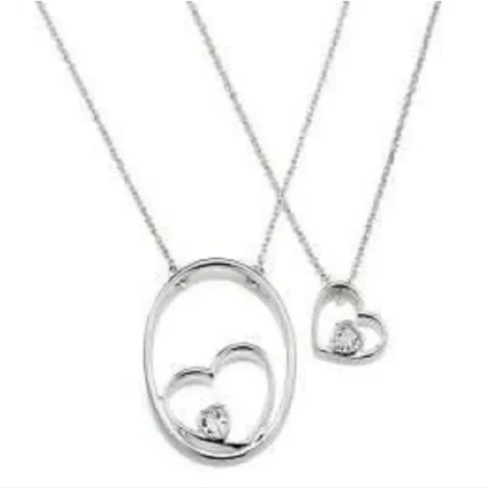 Nesting Hearts Charm Necklaces Avon Silver Tone